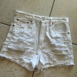American Eagle Outfitters Ripped White Jean Shorts